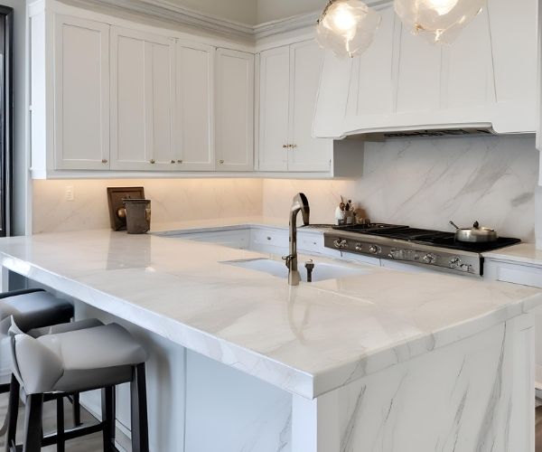 bianco superiore quartzite kitchen