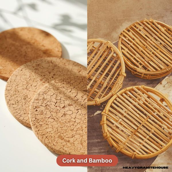 Eco-friendly bamboo countertop trivet resting on a modern quartz kitchen island